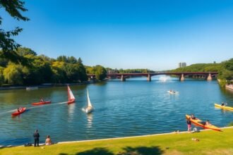 Maschsee városi tó Hannoverben, vízi sportok és pihenés