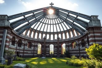 Aegidienkirche romtemplom Hannoverben, napsütéses környezetben.