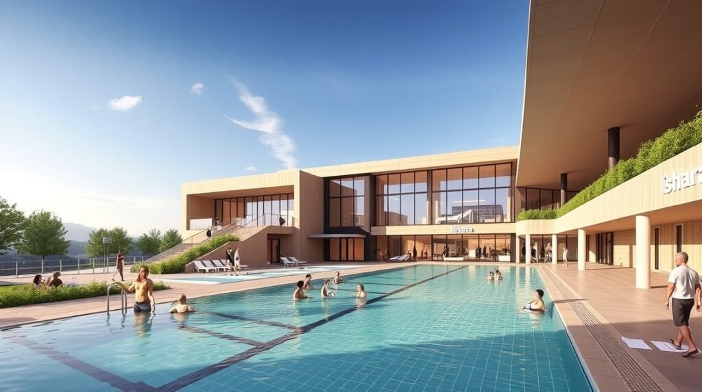 Ishara élményfürdő medencéje Bielefeldben, pihenés és szórakozás