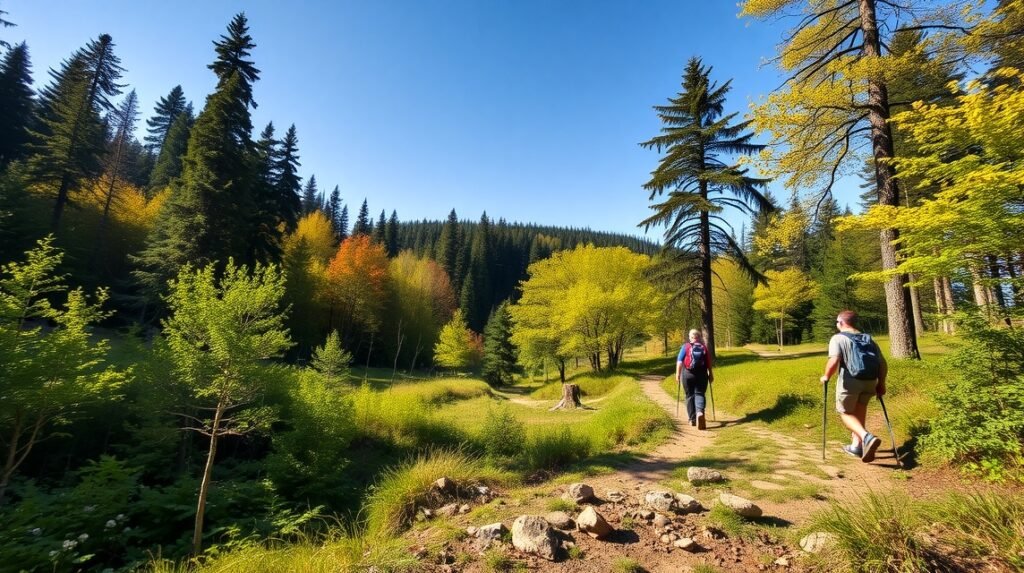 Túrázók a Teutoburgi-erdő gyönyörű ösvényein