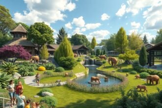 Dortmundi Állatkert látkép családi programokkal és egzotikus állatokkal.