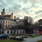 Hohensyburg romjai és kaszinó Dortmundban, gyönyörű panorámával.