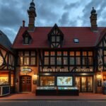 A Dortmund Sörfőző Múzeum épülete éjszakai fényekben.