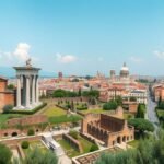 A Palatinus domb lenyűgöző kilátása Róma ókori romjaira.