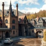 A Zeche Zollern építészete Essenben, gyönyörű szecessziós részletekkel.