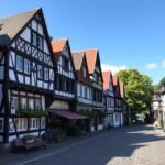 Színes favázas házak Kettwig óvárosában, Essenben