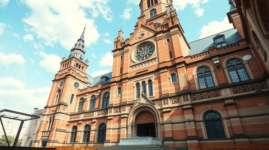 A Lipcsei Tamás-templom impozáns homlokzata, Németországban.