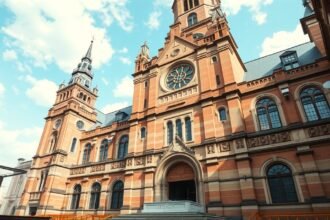 A Lipcsei Tamás-templom impozáns homlokzata, Németországban.