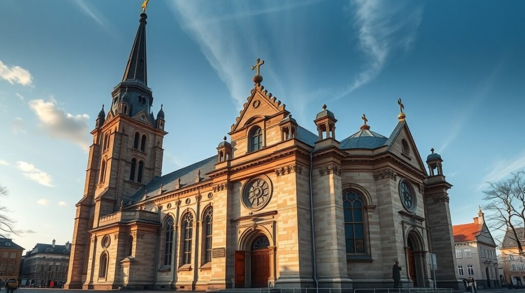 A Szent Miklós-templom gótikus építészete Lipcsében, Németországban