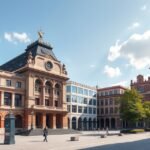 Lipcse városközpontja a Grassi Múzeum negyedben, lenyűgöző épületekkel.