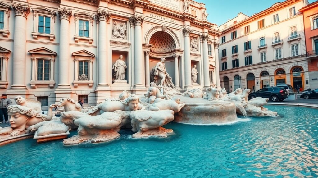 Trevi-kút Róma ikonikus barokk szökőkútja éjjel