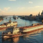 Történelmi lapátkerekes gőzhajók Drezdában az Elbán