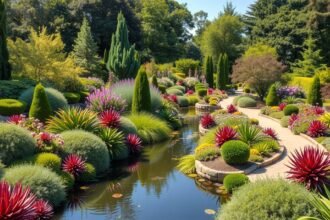 Palmengarten botanikus kert - színes növények és tavak Frankfurtban.