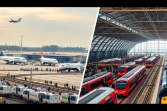 Frankfurt repülőtér és pályaudvar, a város közlekedésének központjai.