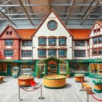 A Játékmúzeum belső tere Nürnbergben, interaktív kiállításokkal.