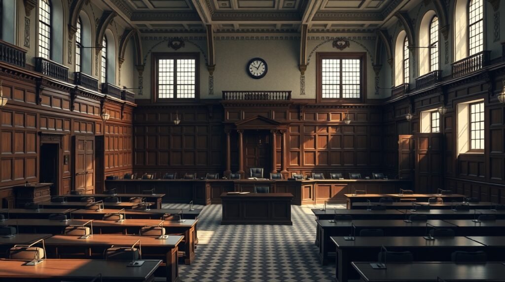 A 600-as tárgyalóterem belső nézete, Nürnbergben