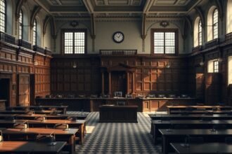 A 600-as tárgyalóterem belső nézete, Nürnbergben