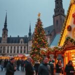 Nürnbergi Christkindlesmarkt karácsonyi vásár havas hangulatban