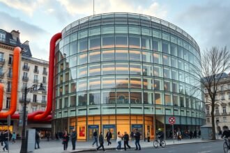 A Pompidou Központ modern építészeti csodája Párizsban.