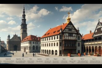 Nürnberg történelmi városkép, középkori épületek, kulturális örökség.