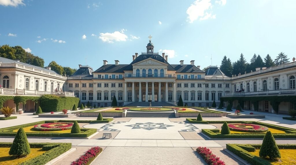 A gyönyörű Ludwigsburgi kastély Stuttgart közelében, barokk kerttel.