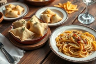 Maultaschen és Spätzle, Stuttgart hagyományos ételei egy tányéron