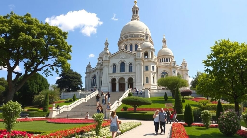 A Sacré-Cœur bazilika Montmartre dombján gyönyörű környezetben
