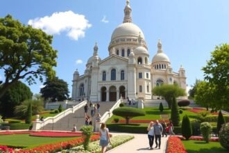 A Sacré-Cœur bazilika Montmartre dombján gyönyörű környezetben