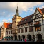 Ingolstadt városának középkori építészeti részletei és sétálóutca