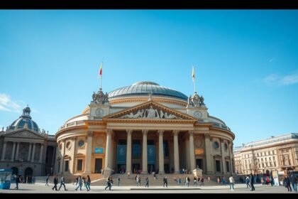 A Párizsi Opera neobarokk épülete napfényben állva
