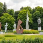 Kültéri szobrok a Lechner Múzeum Szoborparkjában Ingolstadtban.