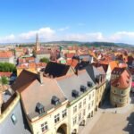 Augsburg város panorámája a Perlach-toronyból