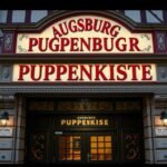 Augsburger Puppenkiste bejárati ajtaja, bábszínházban.