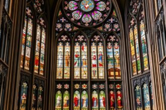 Augsburg Dóm üvegablakainak színes részletei