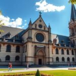 Szent Ulrich és Afra bazilika Augsburgban, impozáns homlokzattal.