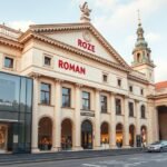 Augsburg Római Múzeum épülete a város központjában.