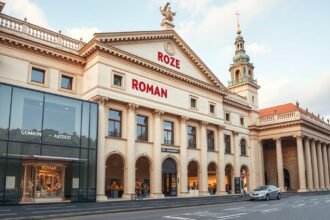 Augsburg Római Múzeum épülete a város központjában.