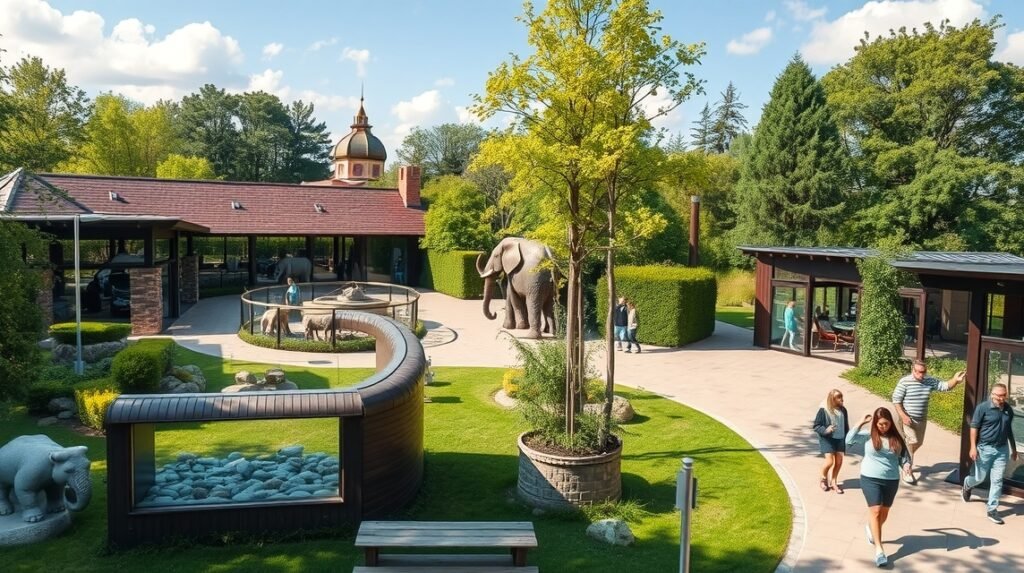 Az Augsburgi Állatkert zöld sétánya és állatai