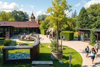 Az Augsburgi Állatkert zöld sétánya és állatai