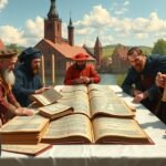 Történelmi tanácskozás Augsburgban, az 1555-ös Vallásbéke idején.