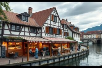 A legendás Történelmi Kolbászkonyha (Wurstkuchl) Regensburgban.
