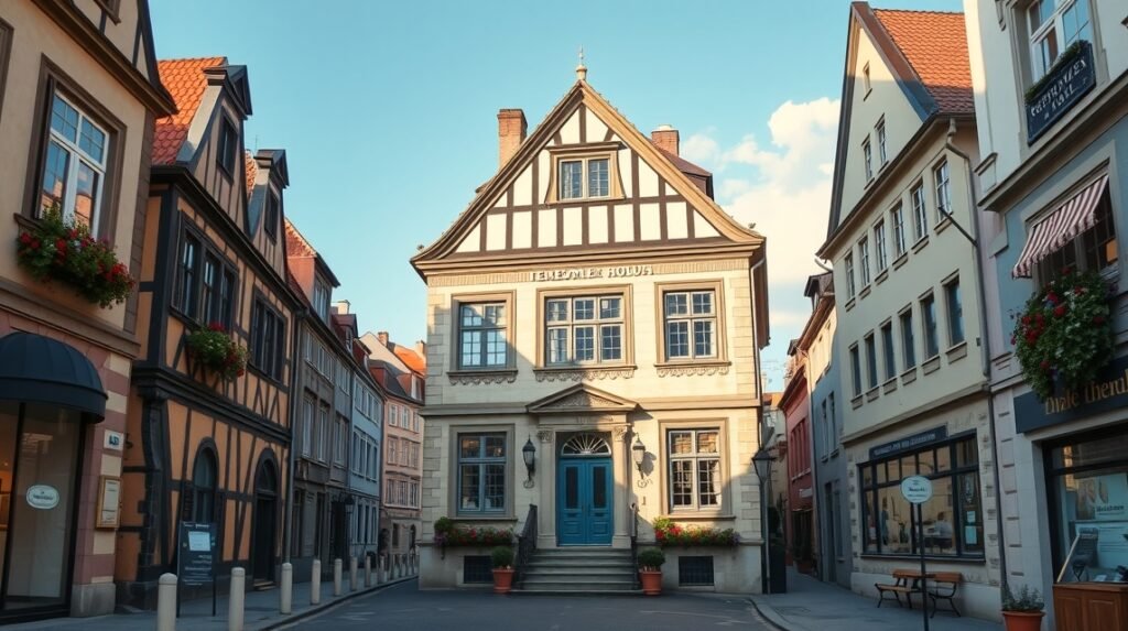 A Kepler Emlékház másik szögből Regensburg óvárosában.