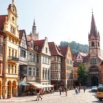 Regensburg belvárosának gótikus és román stílusú épületei