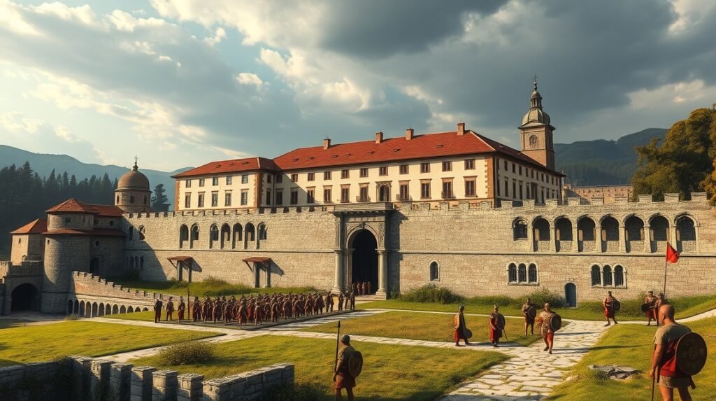 Castra Regina, a római erőd Regensburgban, katonai táborból várossá alakult.