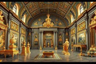 A Müncheni Residenz kincstárának díszes belső tere