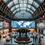 A Deutsches Museum látképe interaktív kiállításokkal és technológiai tárlatokkal.