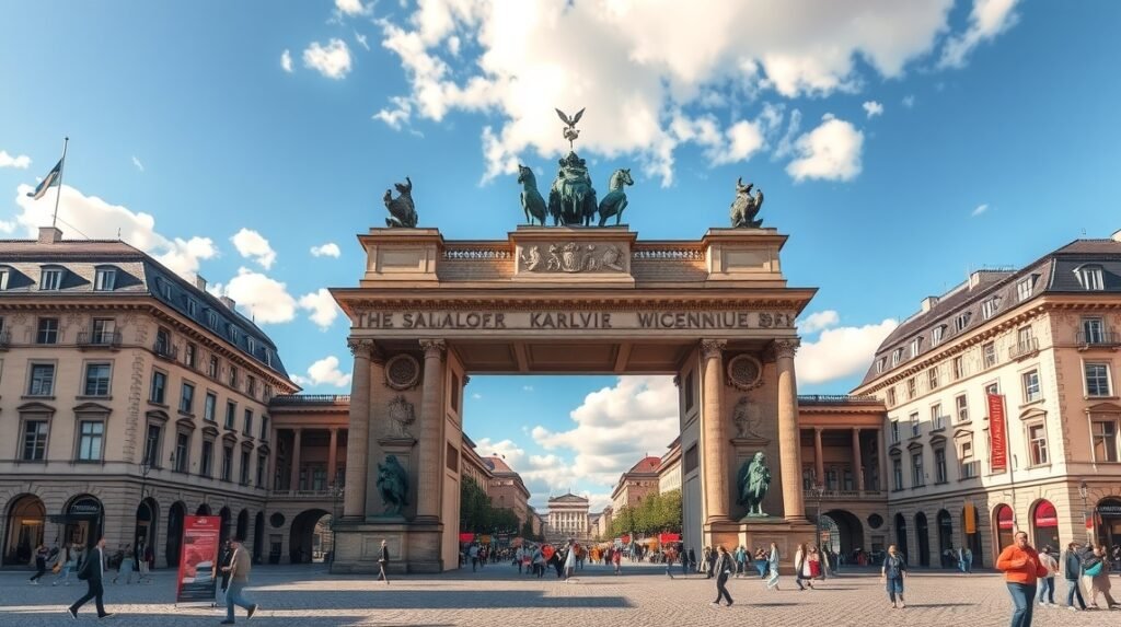Karlsplatz (Stachus) kapuja München központjában, történelmi diadalív.