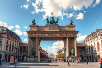 Karlsplatz (Stachus) kapuja München központjában, történelmi diadalív.
