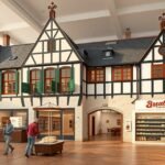 A Kenyérkultúra Múzeuma belső nézete Ulmban, friss péksüteményekkel.