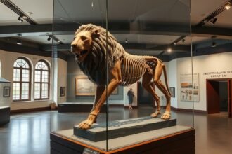 Az Oroszlánember a Ulmi Múzeumban, őskori művészet ábrázolása.